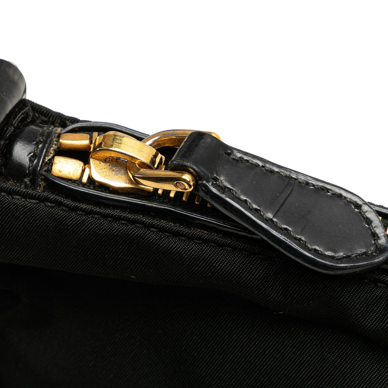 Prada Vitello Trimmed Tessuto Zip Top Crossbody Zwart