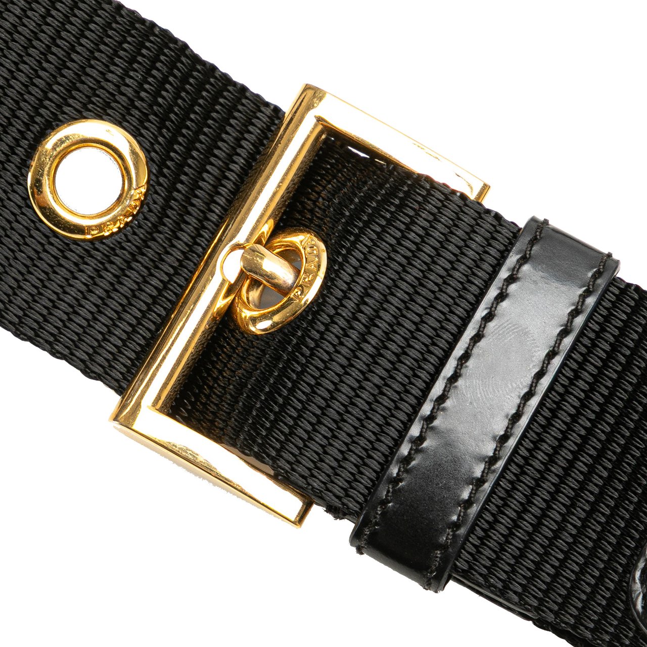 Prada Vitello Trimmed Tessuto Zip Top Crossbody Zwart
