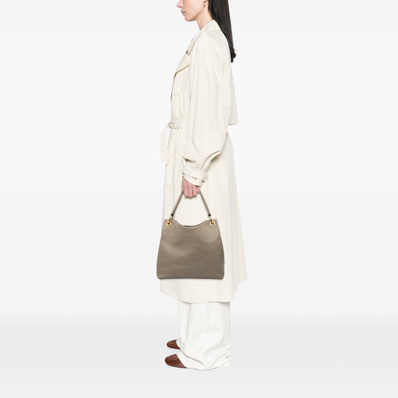 Prada Vitello Phenix Logo Tote Grijs