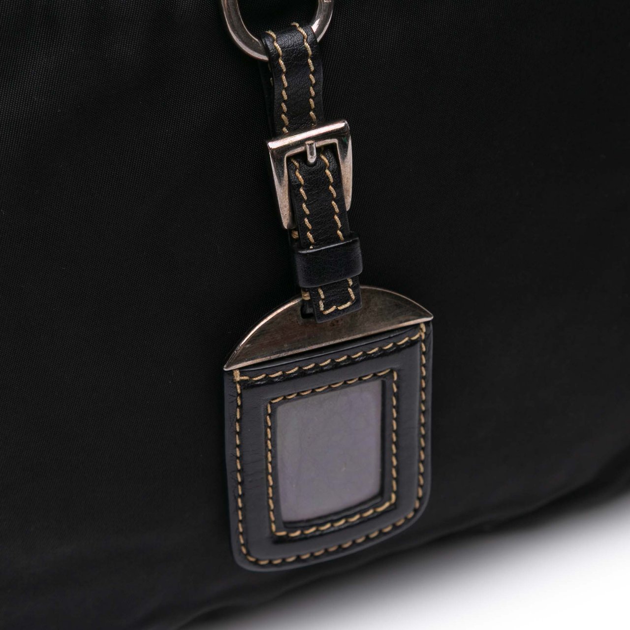 Prada Leather and Tessuto Shoulder Bag Zwart