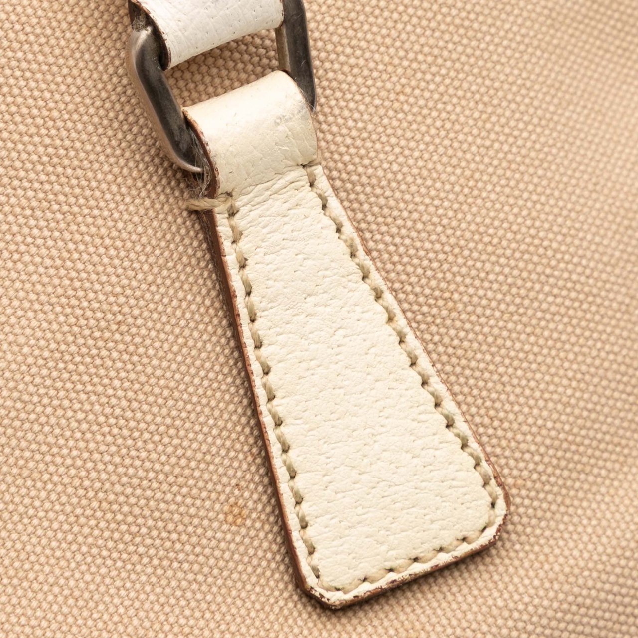 Prada Cinghiale Trimmed Canvas Canapa Tote Bruin