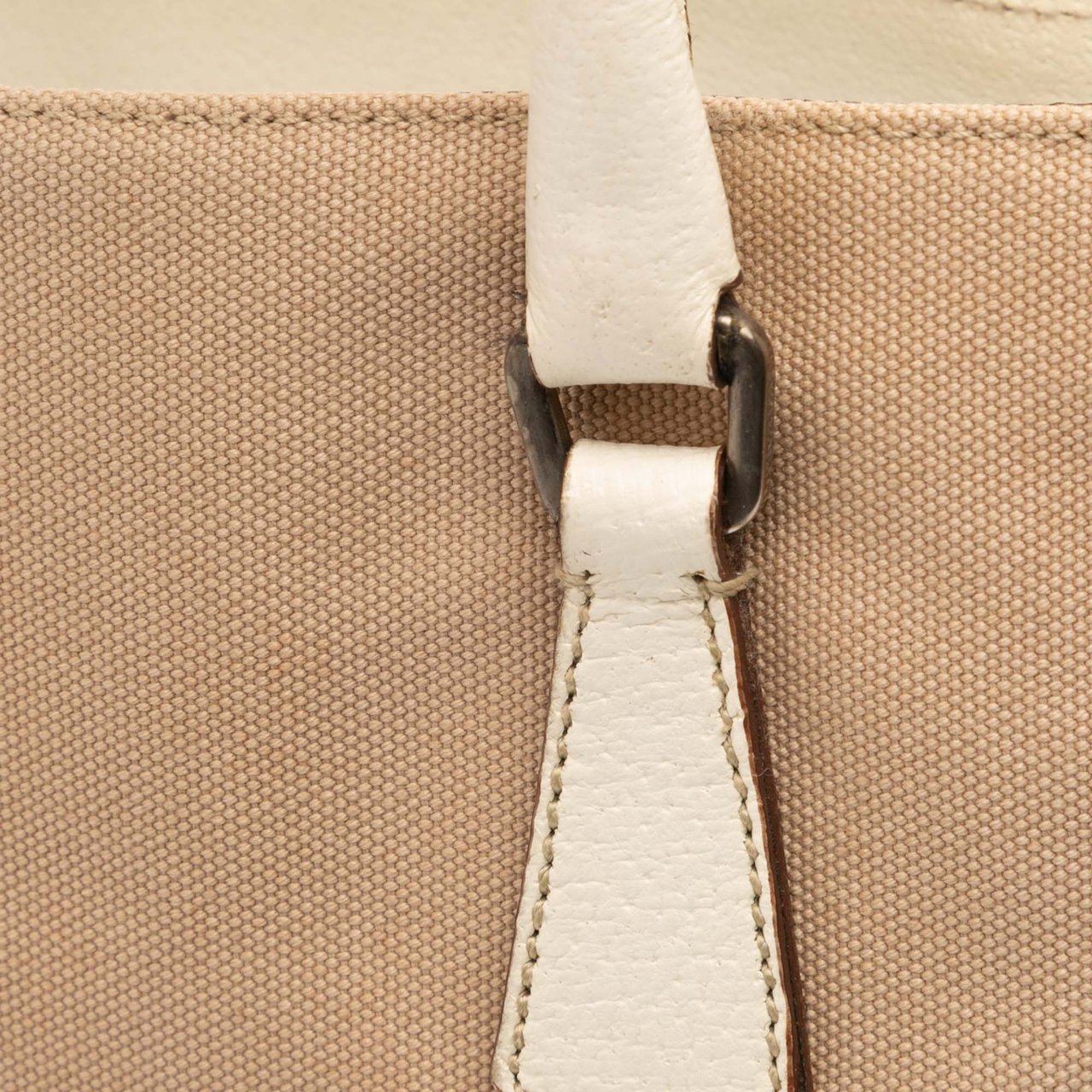 Prada Cinghiale Trimmed Canvas Canapa Tote Bruin
