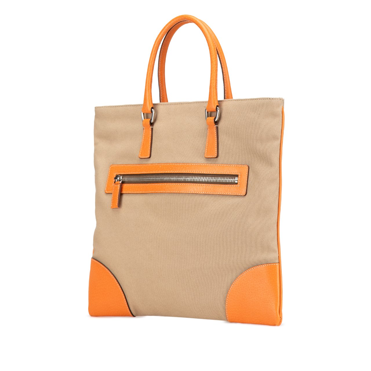 Prada Cinghiale Trimmed Canapa Tote Bruin