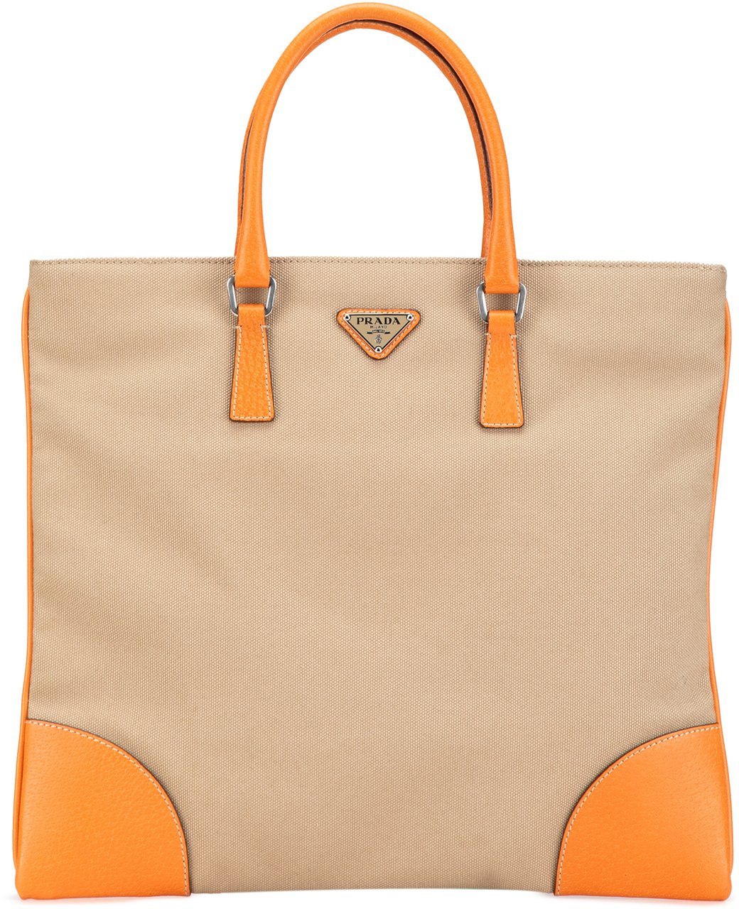 Prada Cinghiale Trimmed Canapa Tote Bruin