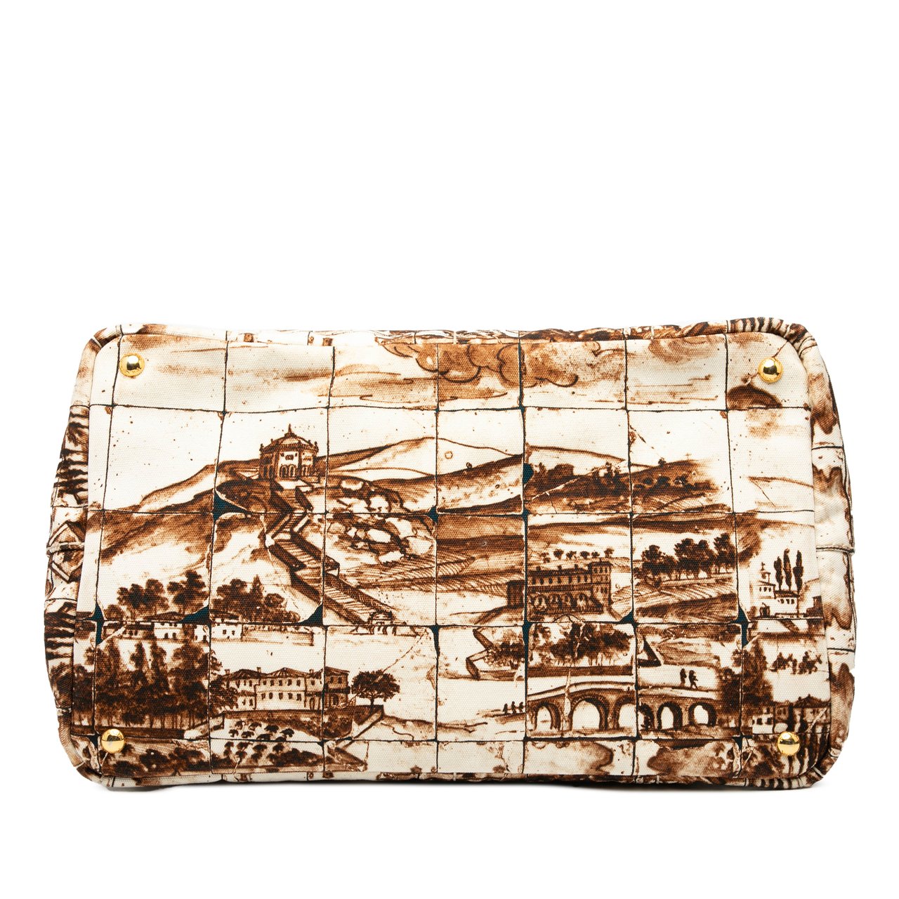 Prada Large Canvas Canapa Azulejos Satchel Bruin