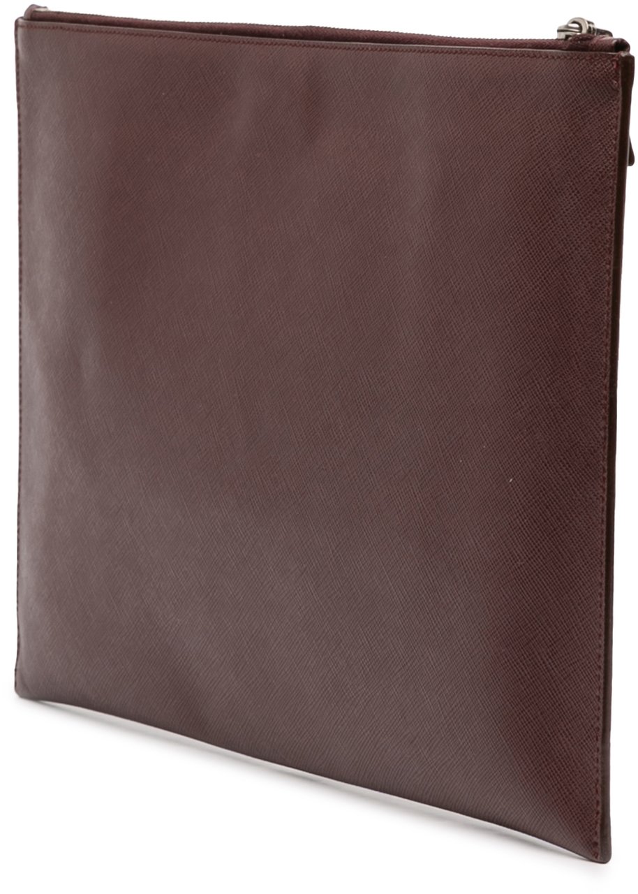 Prada Saffiano Lux Zip Clutch Rood