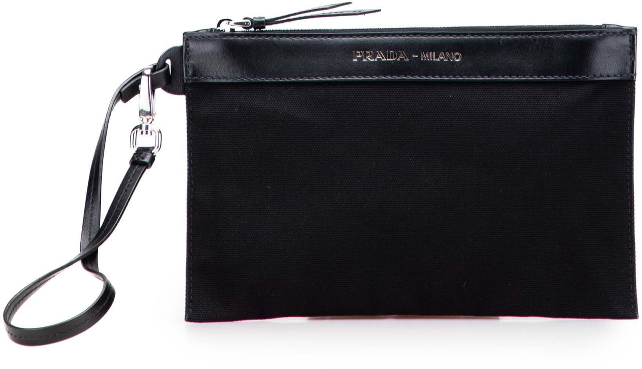 Prada Canvas Canapa Clutch Zwart
