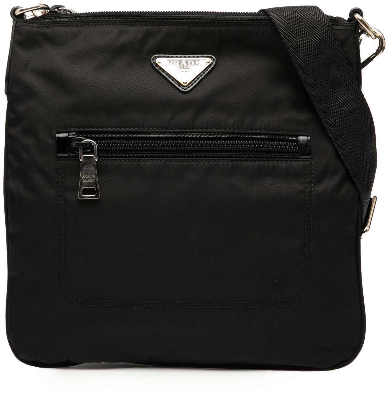 Prada Tessuto Zip Top Crossbody Zwart