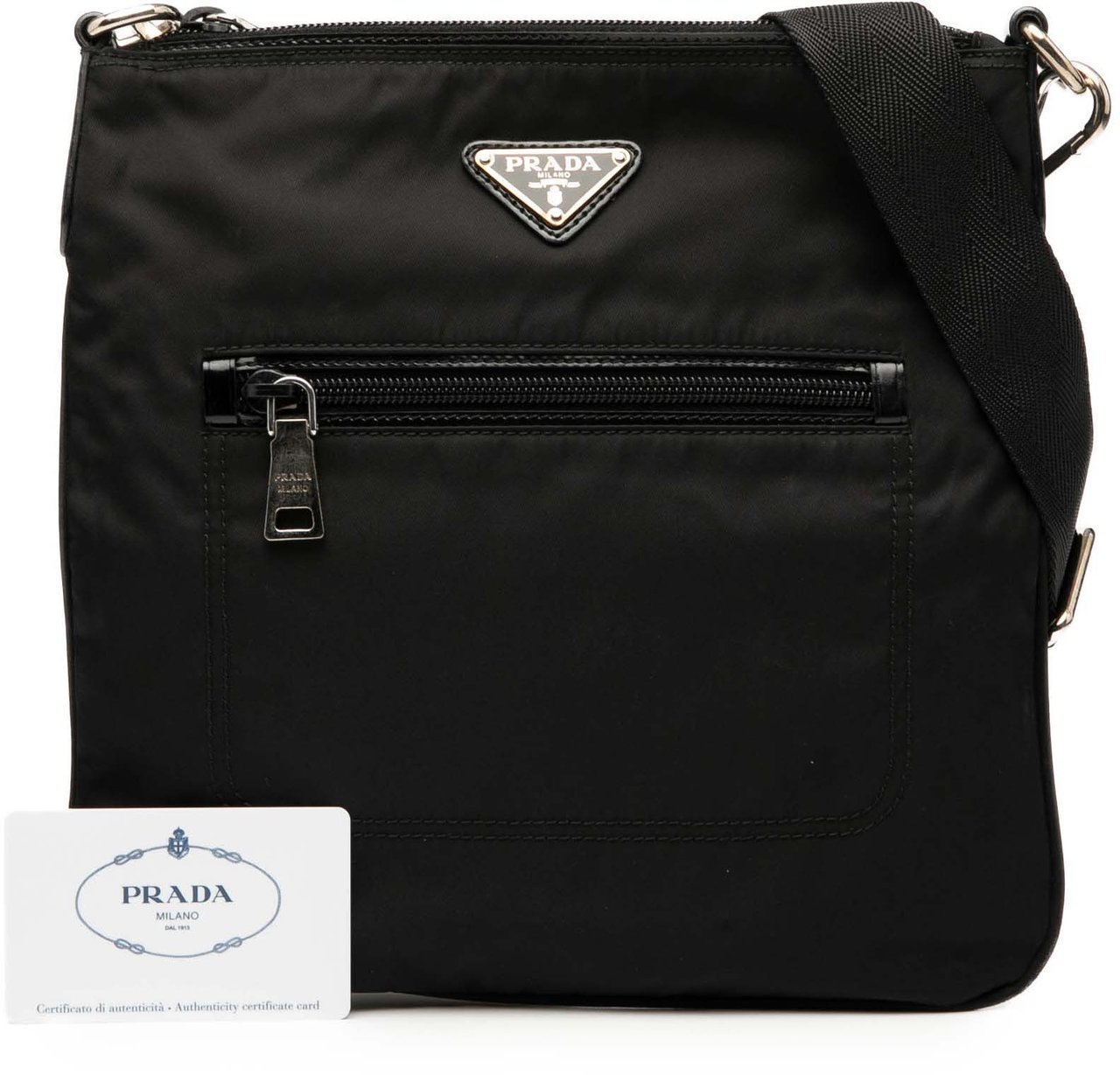 Prada Tessuto Zip Top Crossbody Zwart