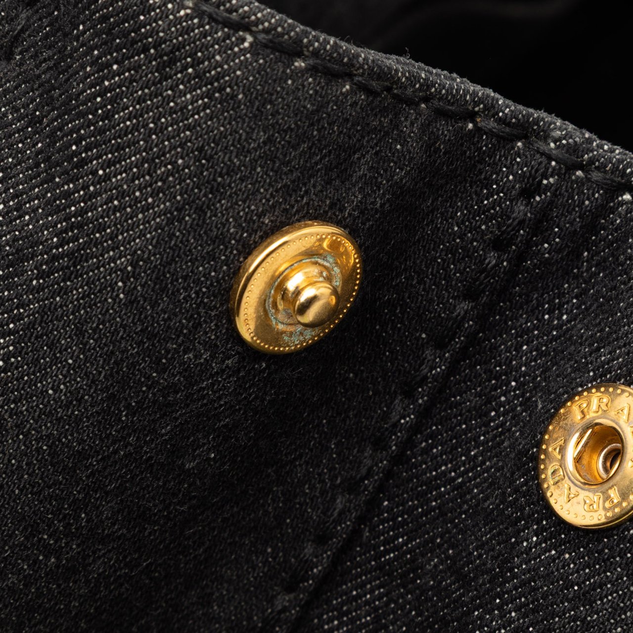 Prada Small Denim Canapa Logo Satchel Zwart