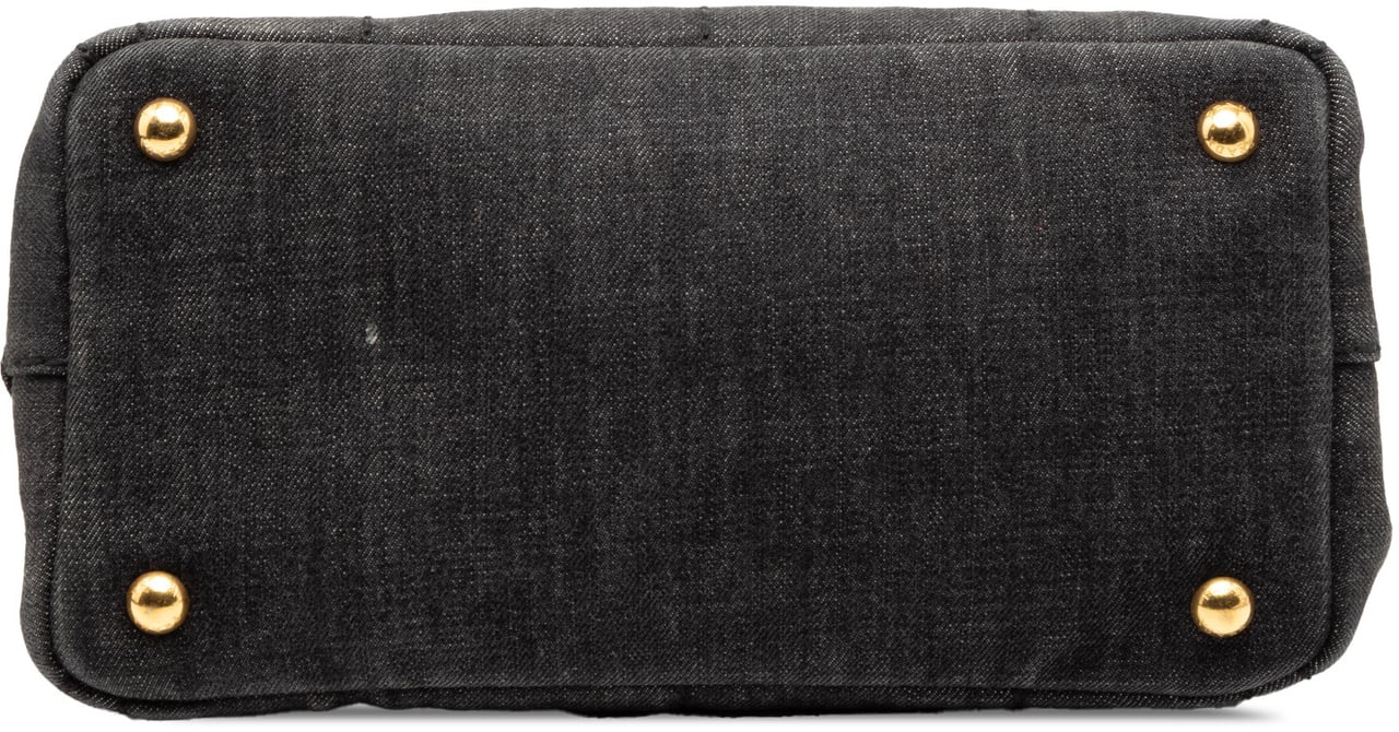 Prada Small Denim Canapa Logo Satchel Zwart