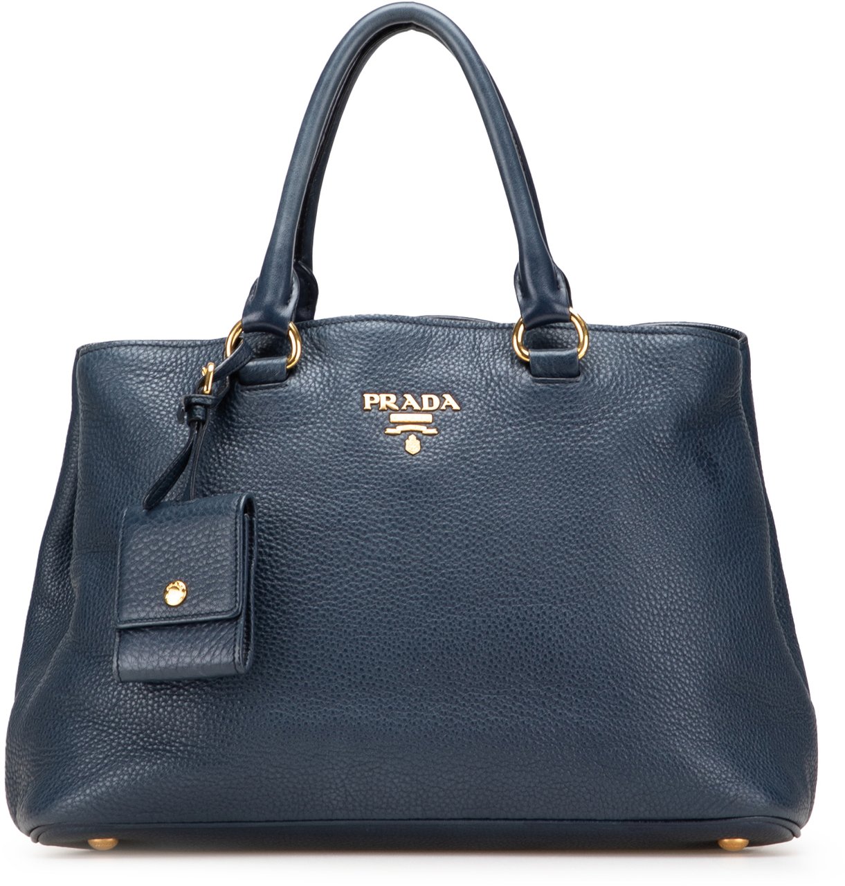 Prada Vitello Daino Open Convertible Tote Blauw