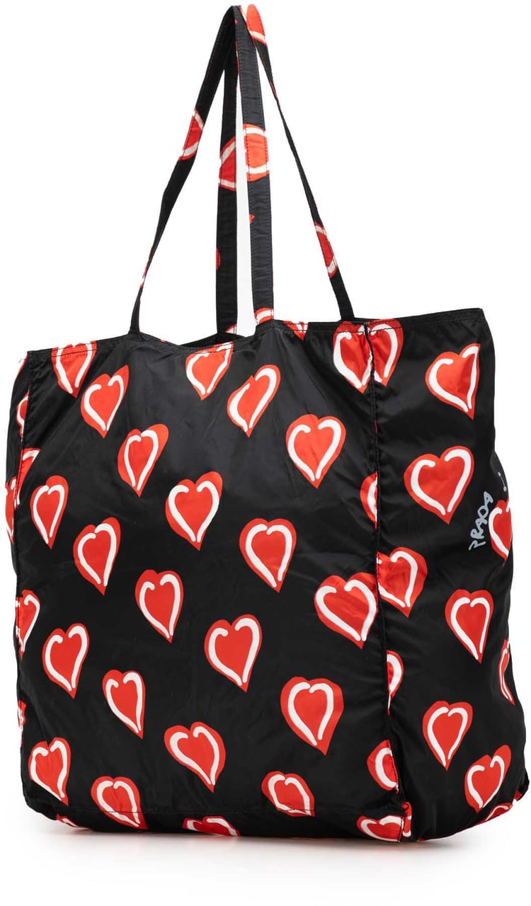Prada Tessuto Stampato I Heart Prada Tote Zwart
