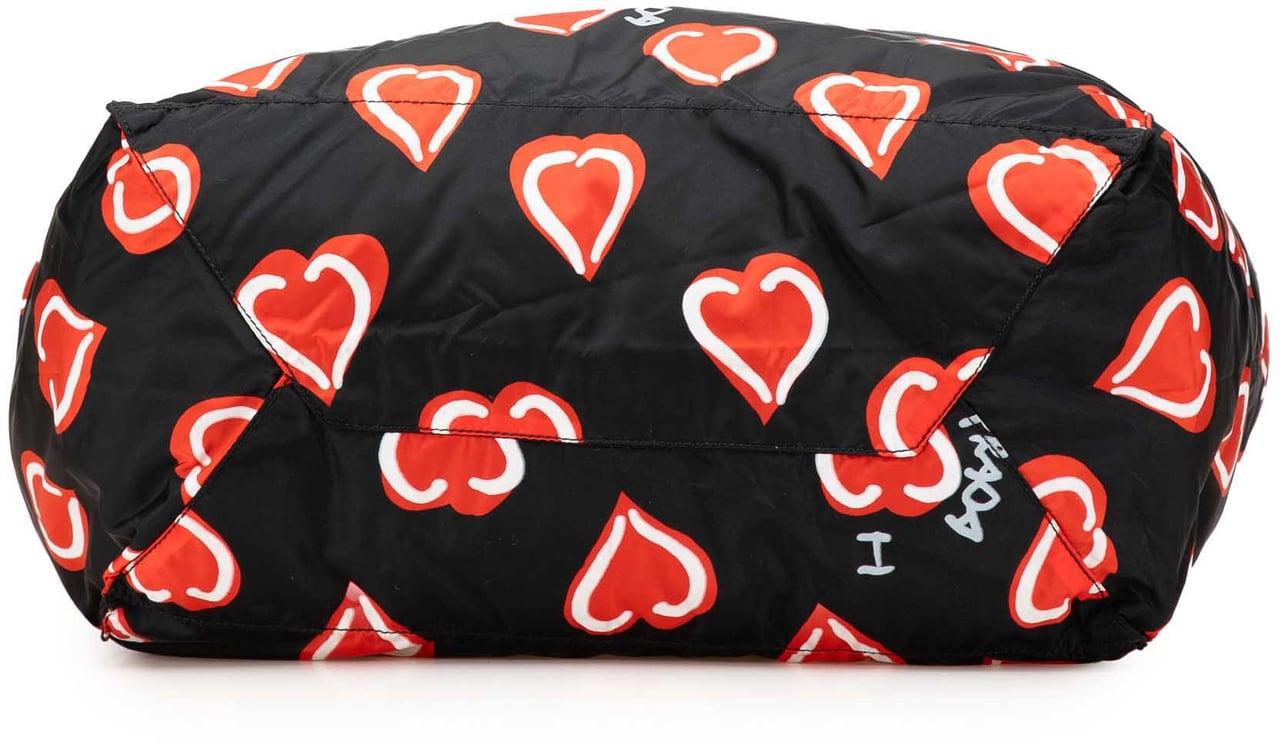 Prada Tessuto Stampato I Heart Prada Tote Zwart