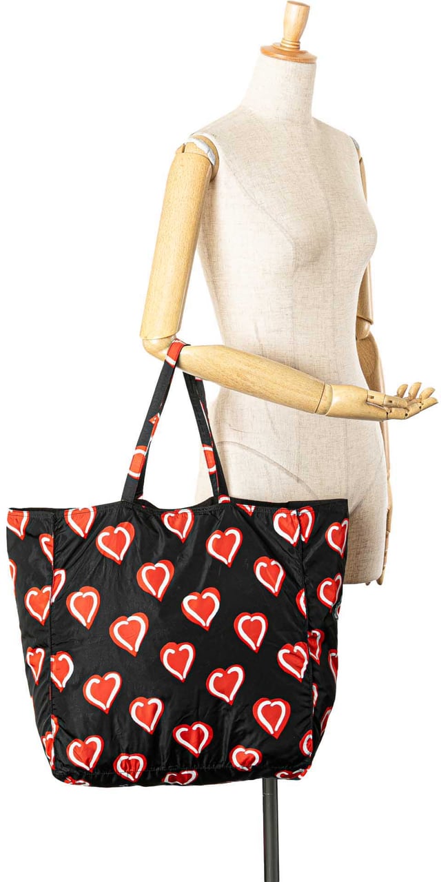 Prada Tessuto Stampato I Heart Prada Tote Zwart