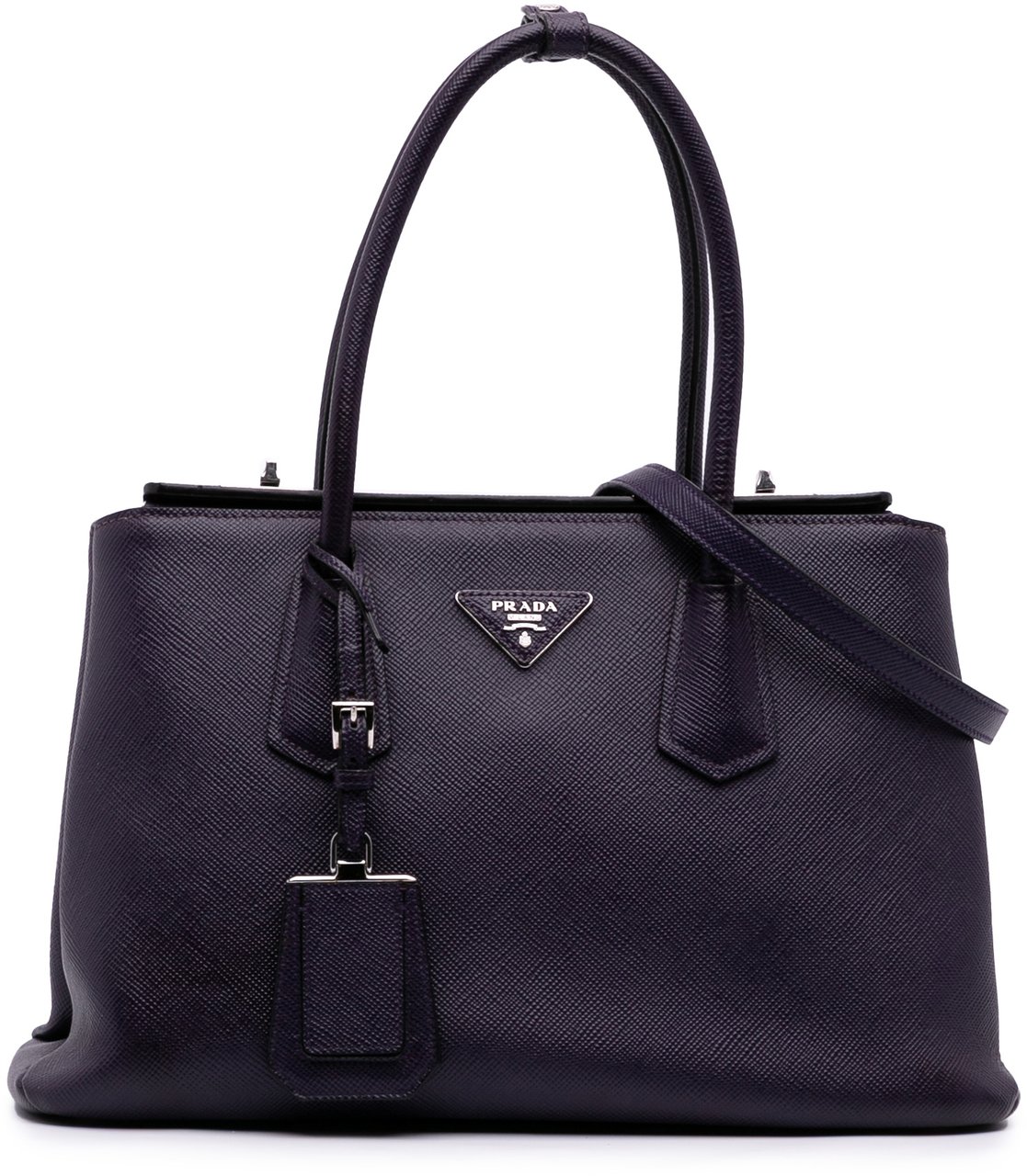 Prada Saffiano Cuir Turnlock Twin Satchel Paars