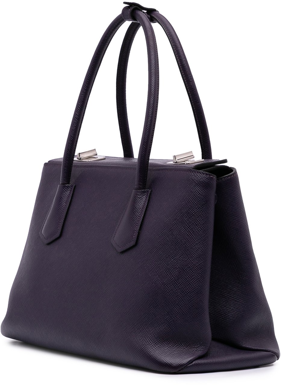 Prada Saffiano Cuir Turnlock Twin Satchel Paars