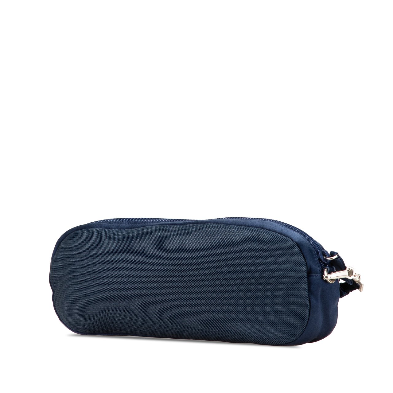 Prada Satin Trimmed Mesh Shoulder Bag Blauw