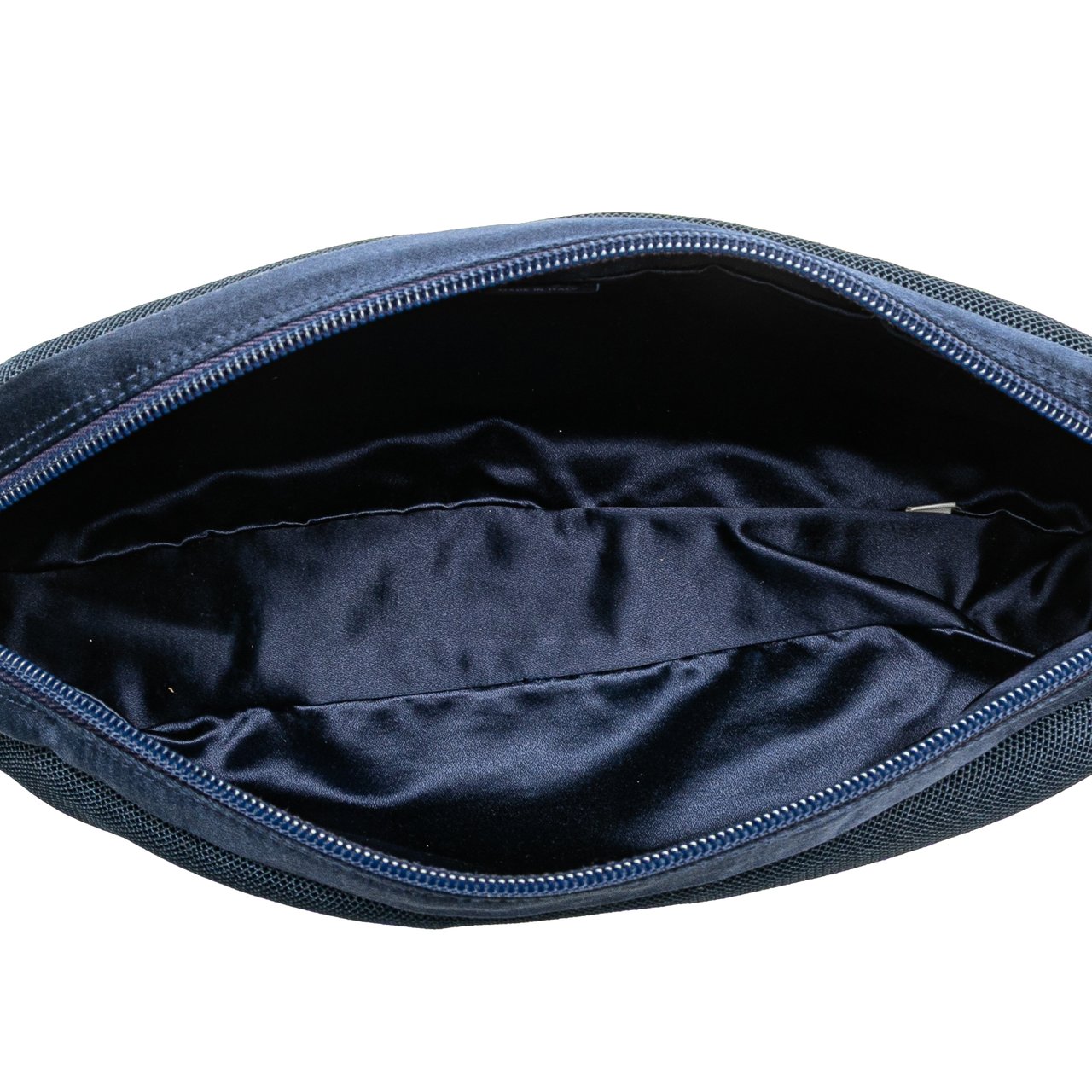 Prada Satin Trimmed Mesh Shoulder Bag Blauw