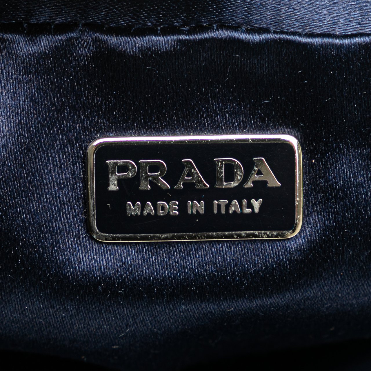 Prada Satin Trimmed Mesh Shoulder Bag Blauw