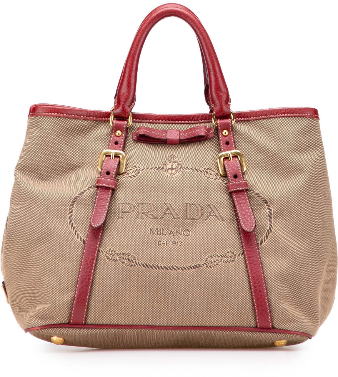 Prada Canvas Canapa Logo Bow Satchel Bruin
