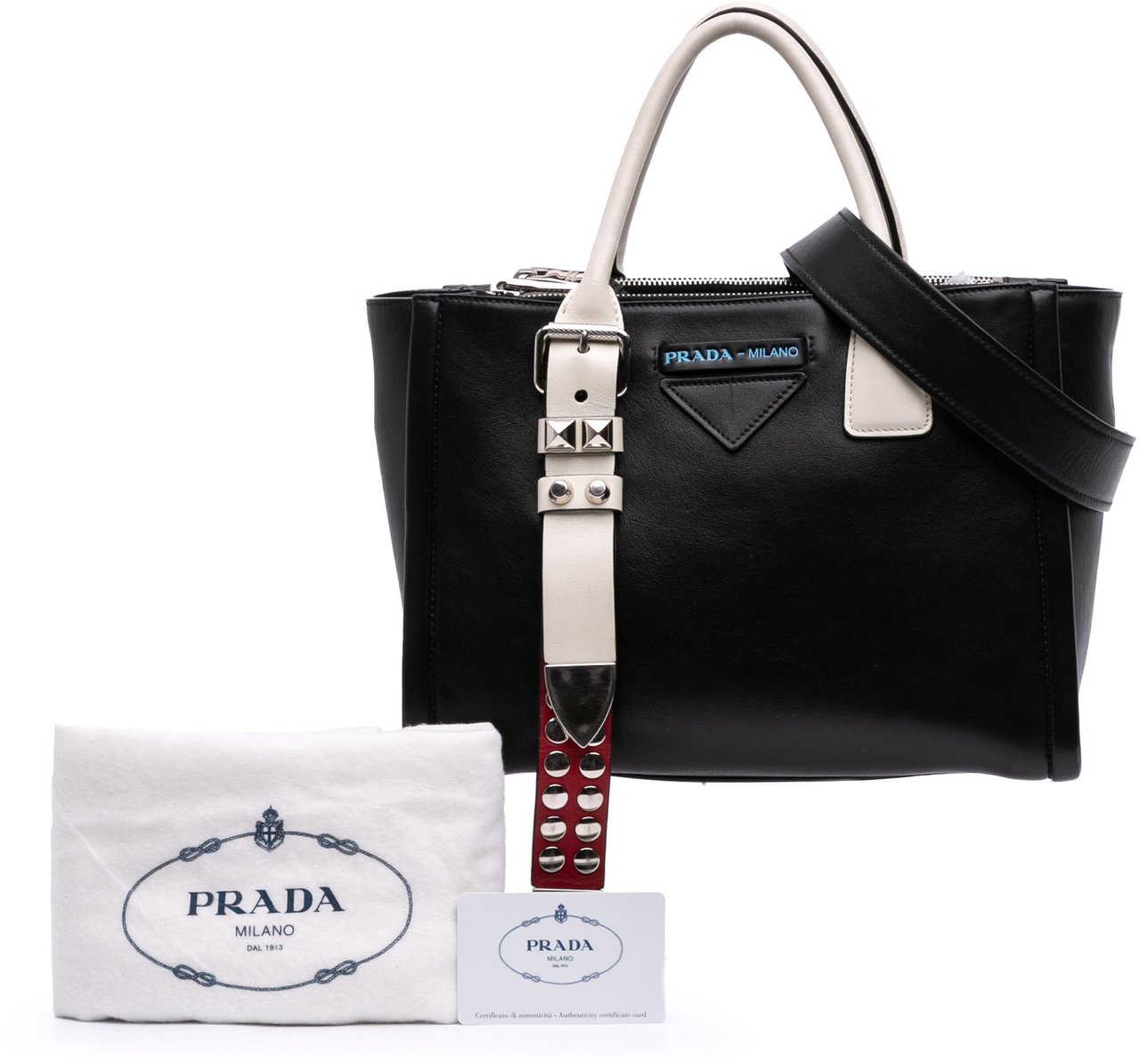 Prada Bicolor Grace Lux Concept Top Handle Bag Zwart