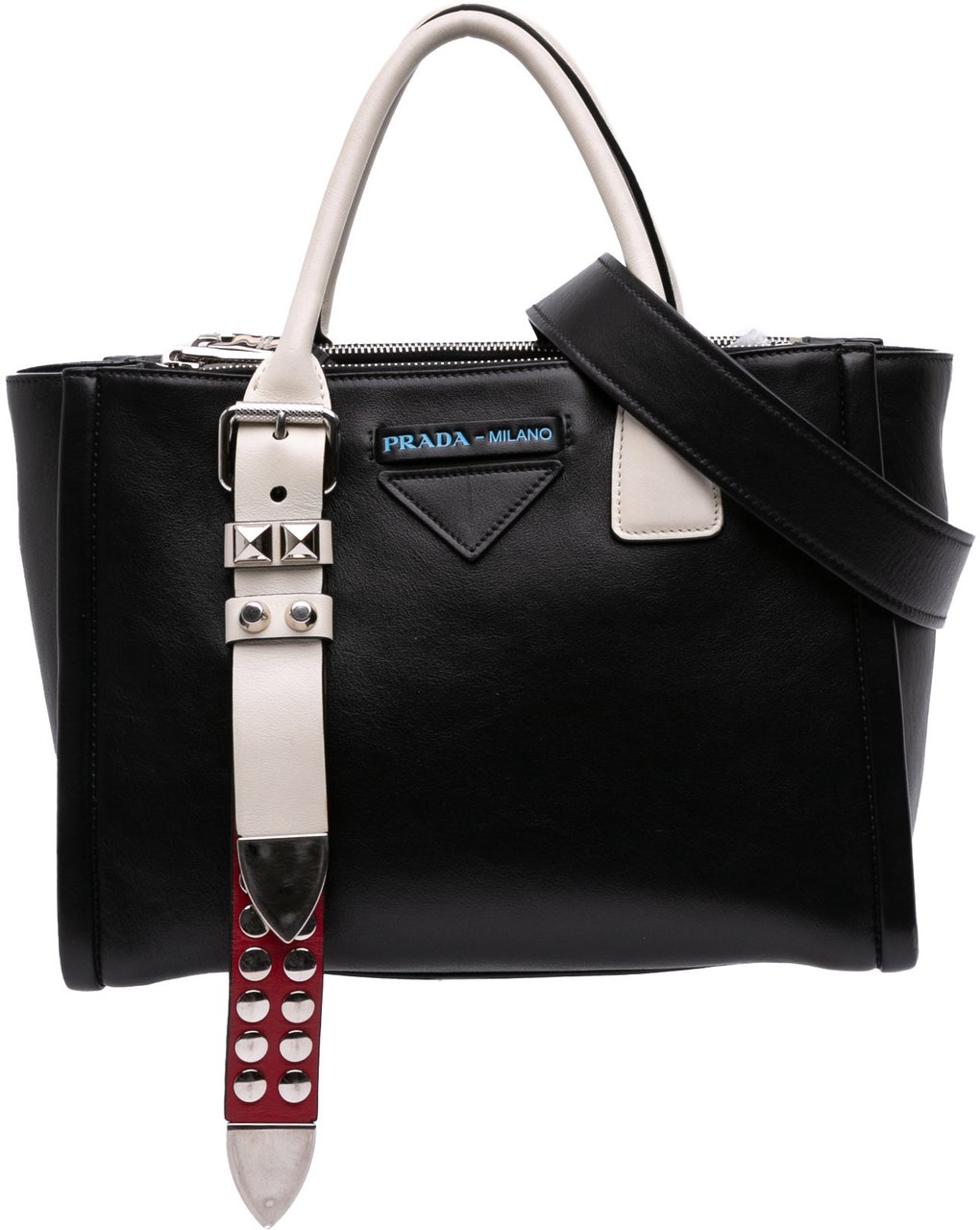 Prada Bicolor Grace Lux Concept Top Handle Bag Zwart