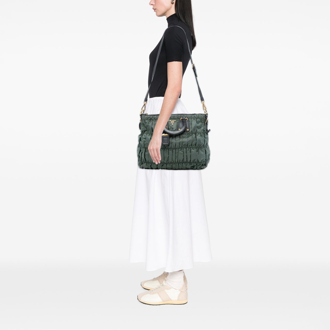 Prada Tessuto Gaufre Tote Groen
