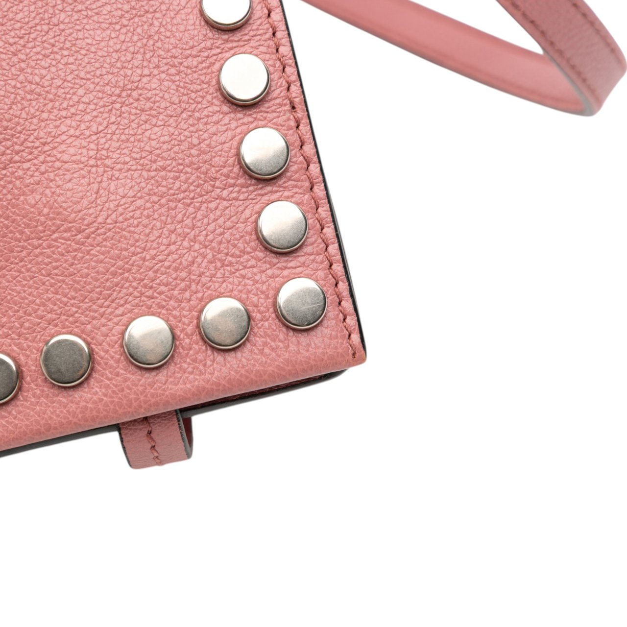 Prada Glace Calf Studded Etiquette Flap Crossbody Roze