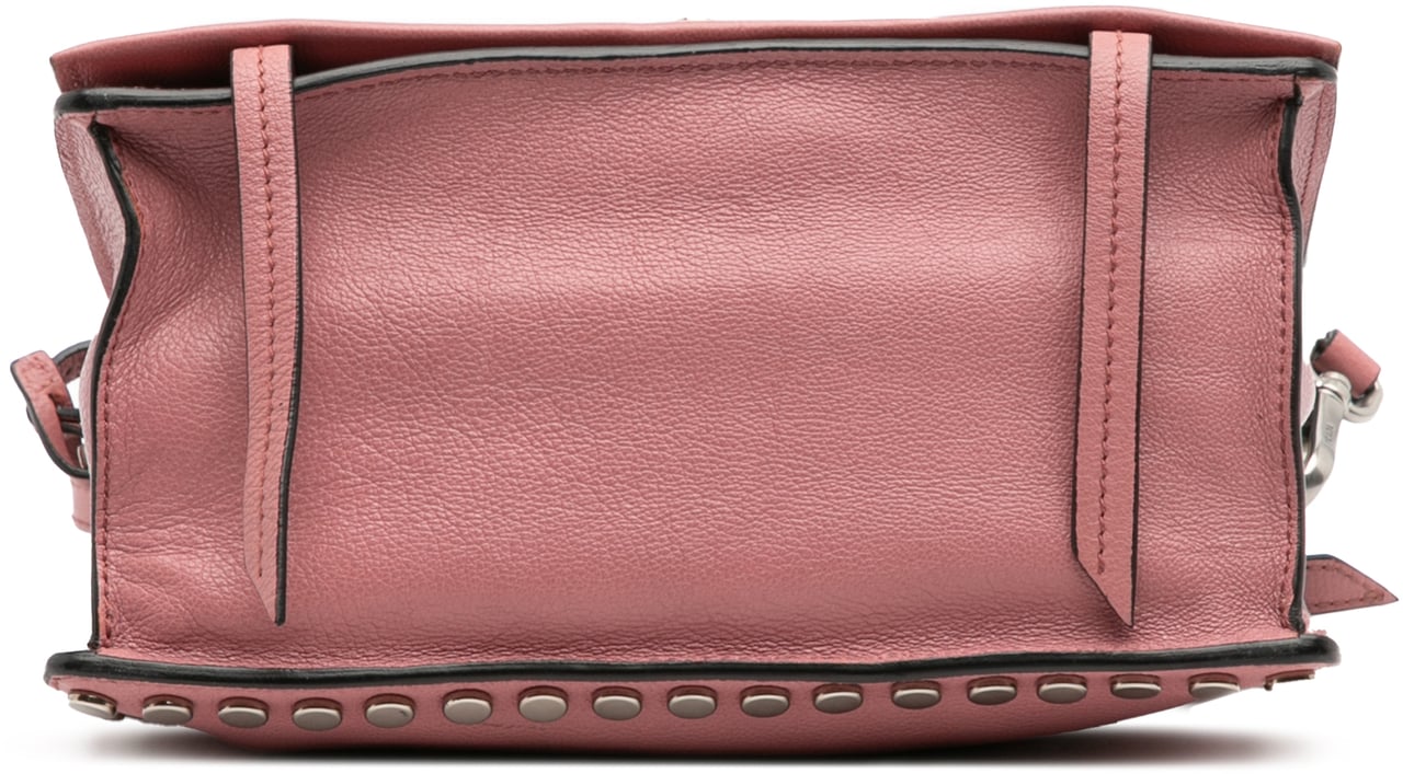 Prada Glace Calf Studded Etiquette Flap Crossbody Roze