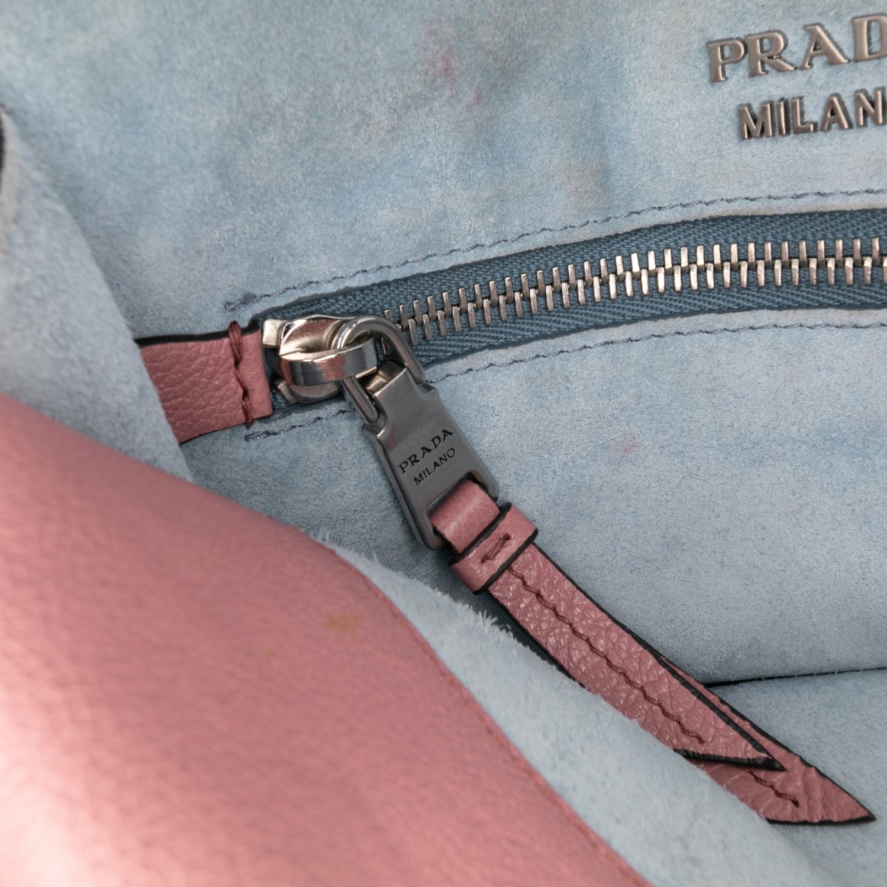 Prada Glace Calf Studded Etiquette Flap Crossbody Roze