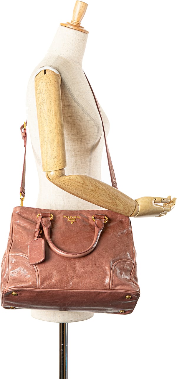 Prada Vitello Shine Satchel Roze