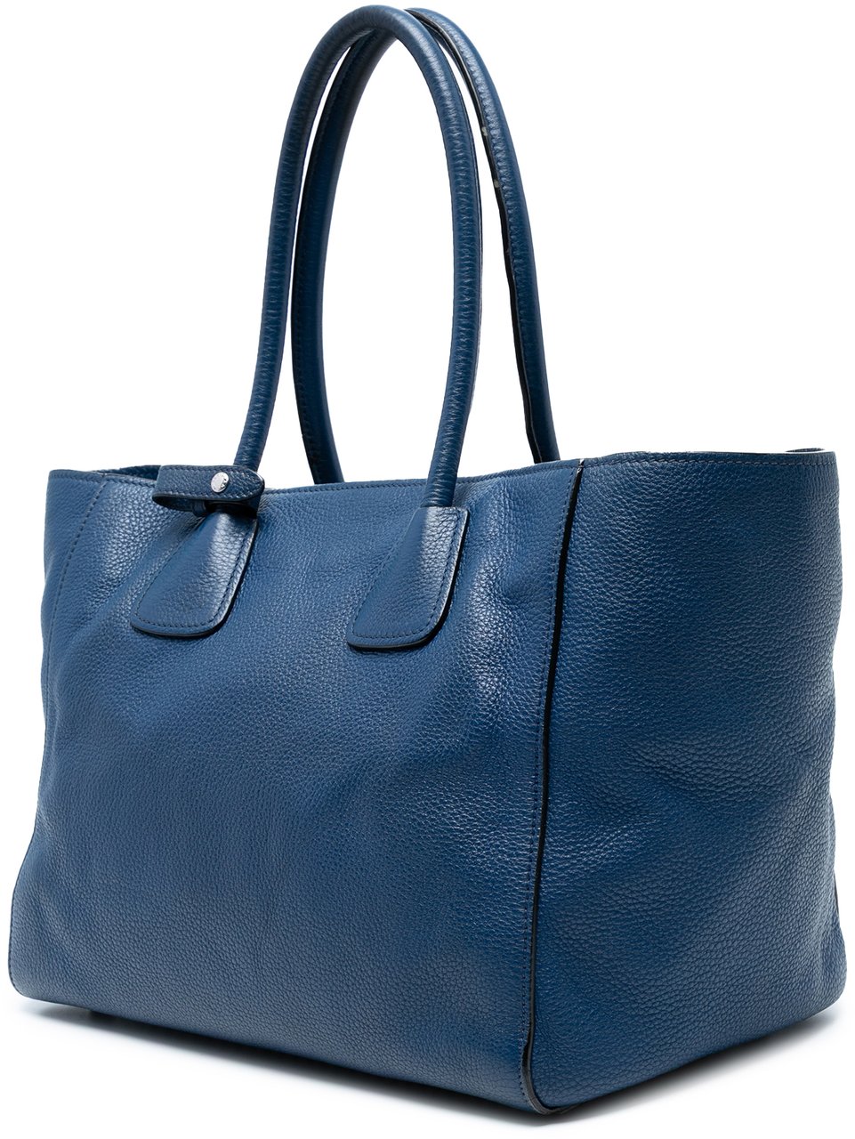 Prada Vitello Daino Front Pocket Open Convertible Tote Blauw