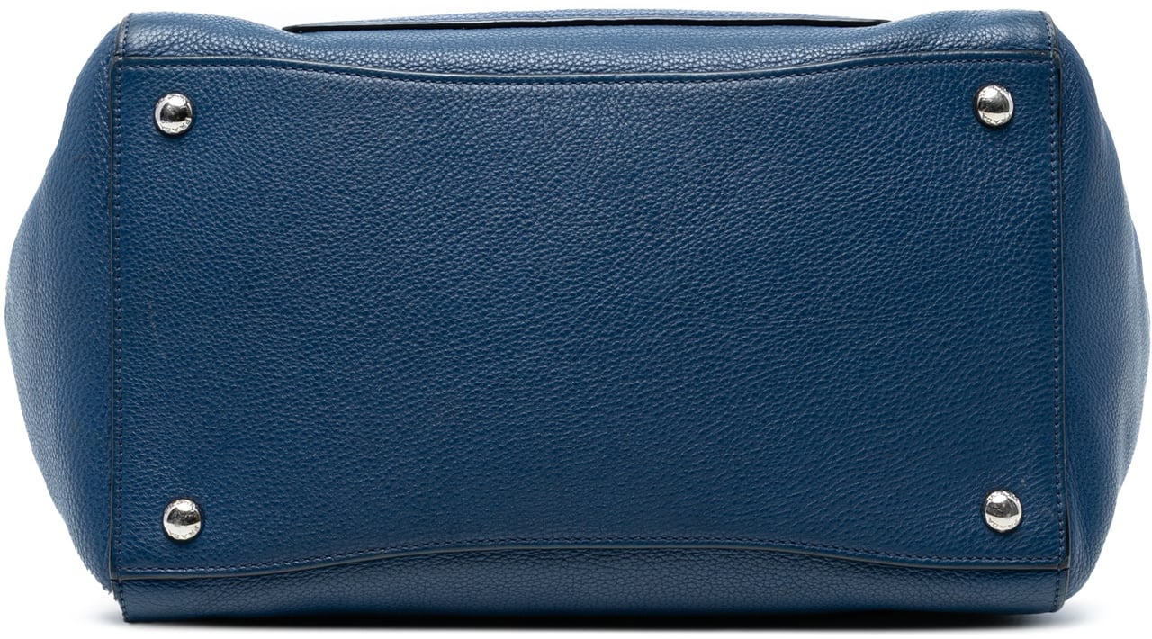 Prada Vitello Daino Front Pocket Open Convertible Tote Blauw