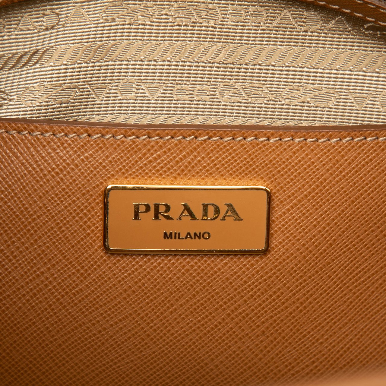 Prada Medium Saffiano Lux Open Promenade Satchel Bruin