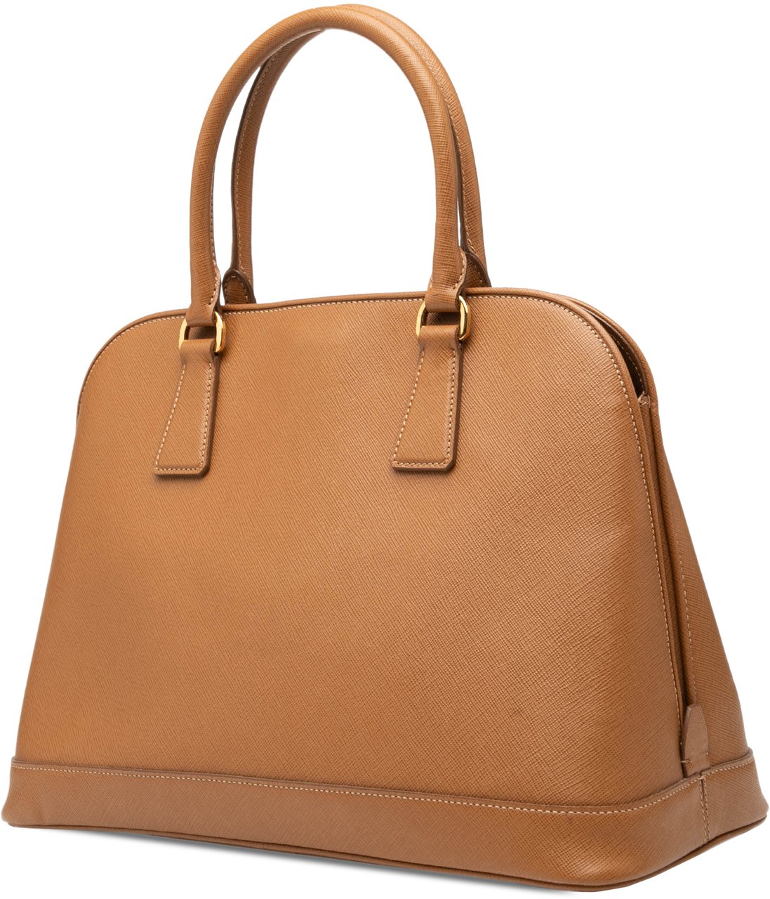 Prada Medium Saffiano Lux Open Promenade Satchel Bruin