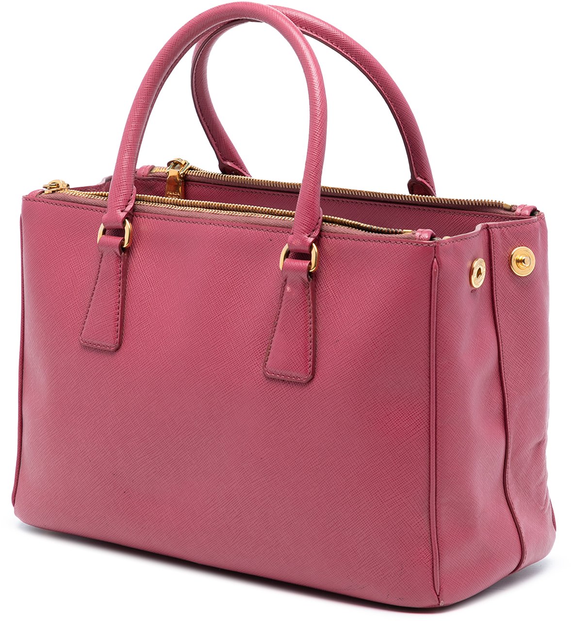 Prada Small Saffiano Lux Galleria Double Zip Satchel Roze