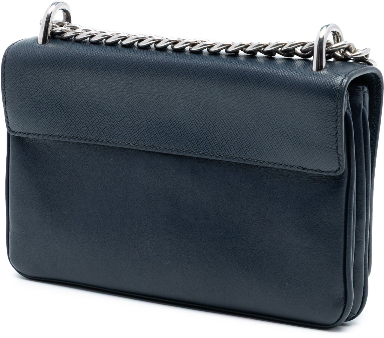 Prada Saffiano and City Calf Chain Crossbody Blauw