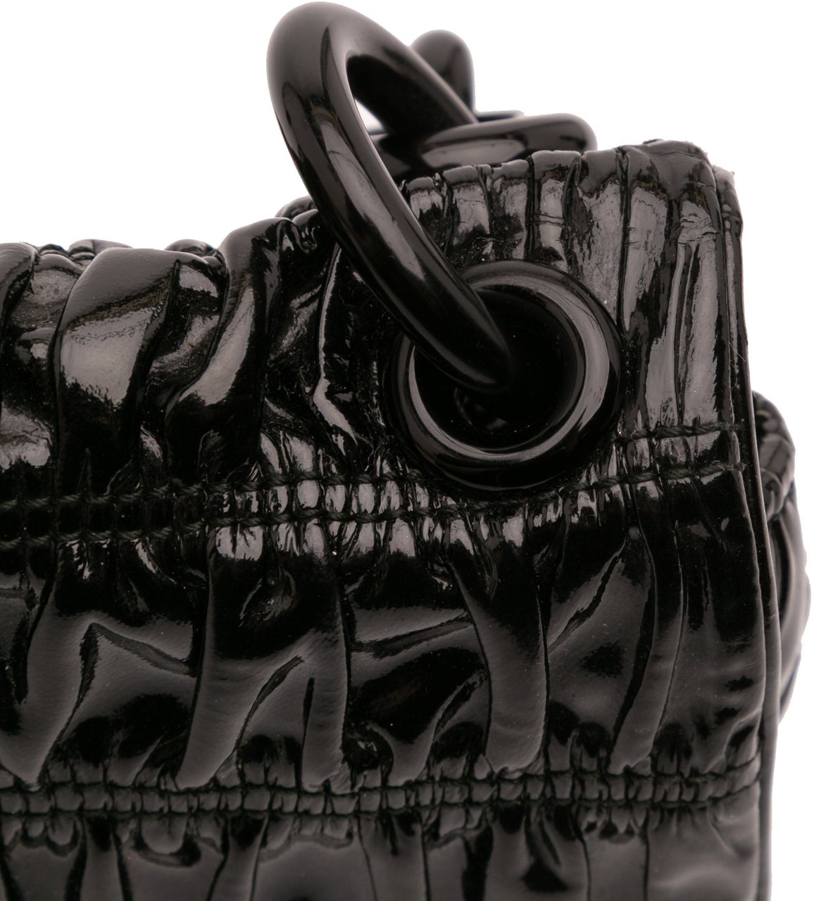 Prada Vernice Gaufre Resin Chain Shoulder Bag Zwart