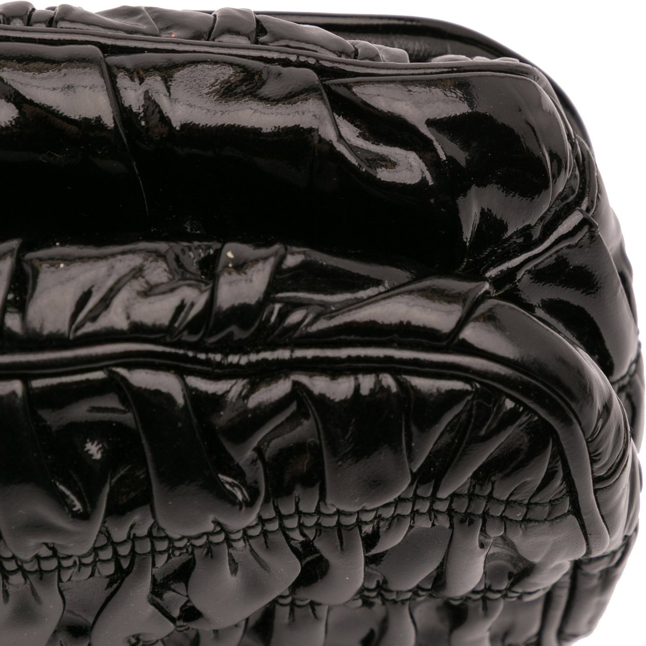 Prada Vernice Gaufre Resin Chain Shoulder Bag Zwart