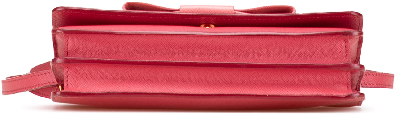 Prada Saffiano Lux Bow Wallet On Strap Roze