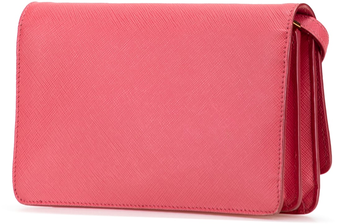 Prada Saffiano Lux Bow Wallet On Strap Roze