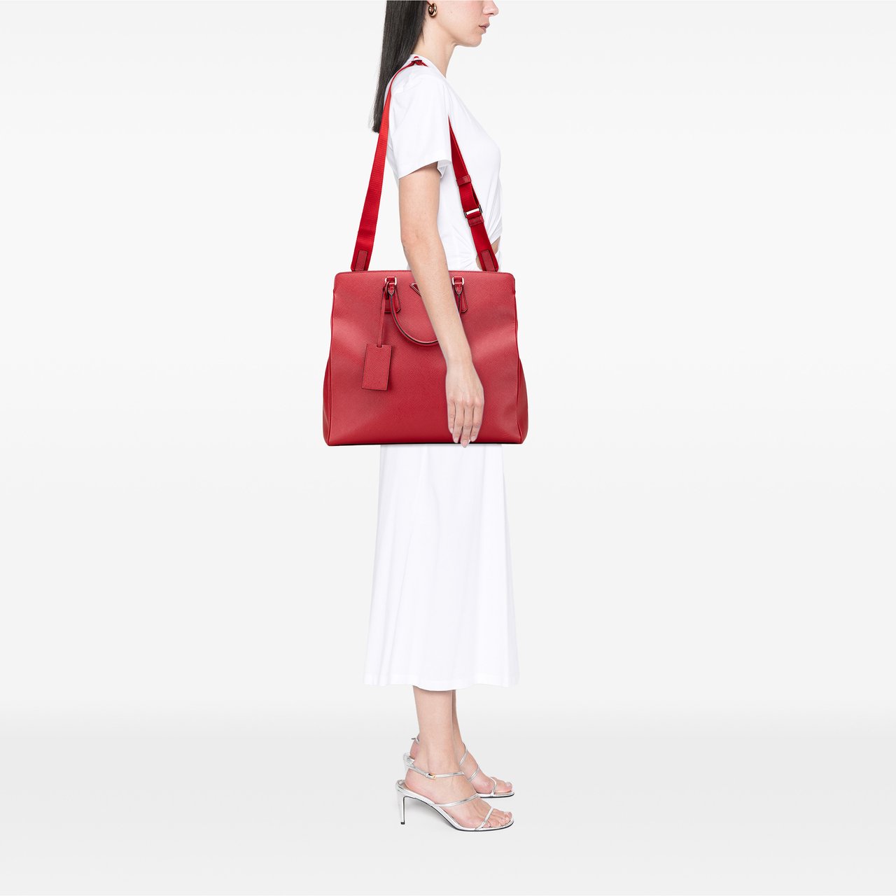 Prada Saffiano Cuir Tote Rood