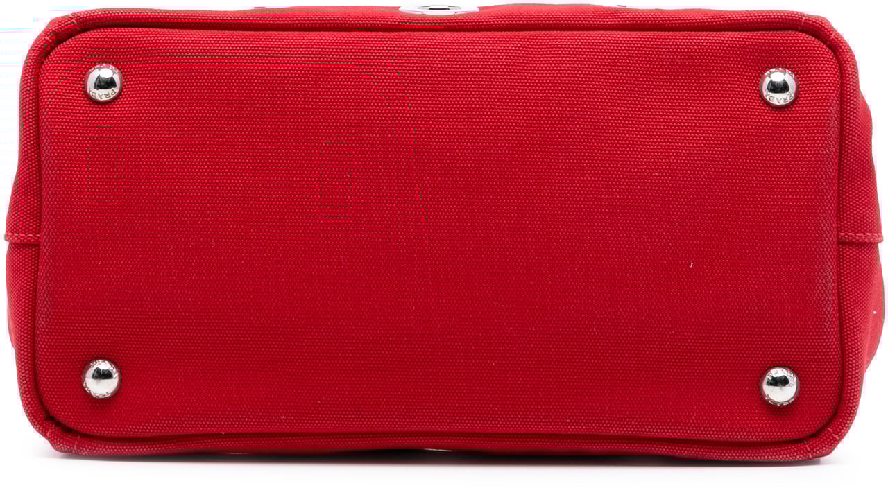 Prada Small Canvas Canapa Grommet Satchel Rood