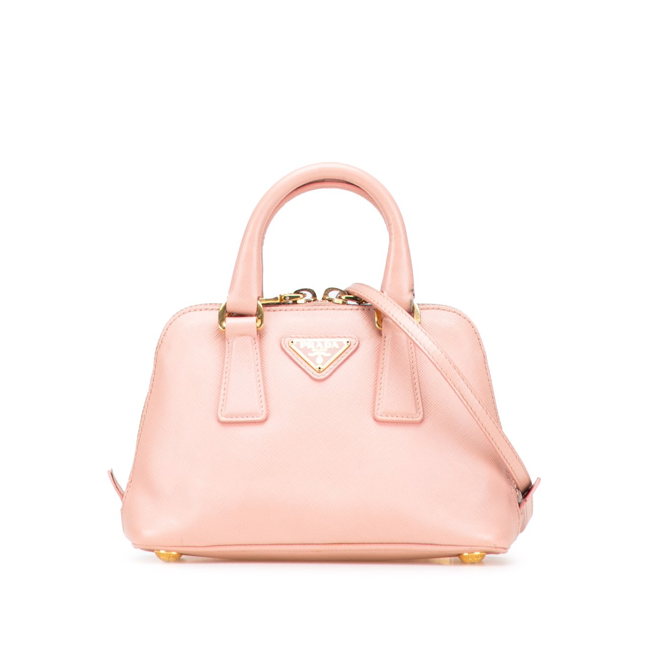 Prada Mini Saffiano Lux Promenade Satchel Roze