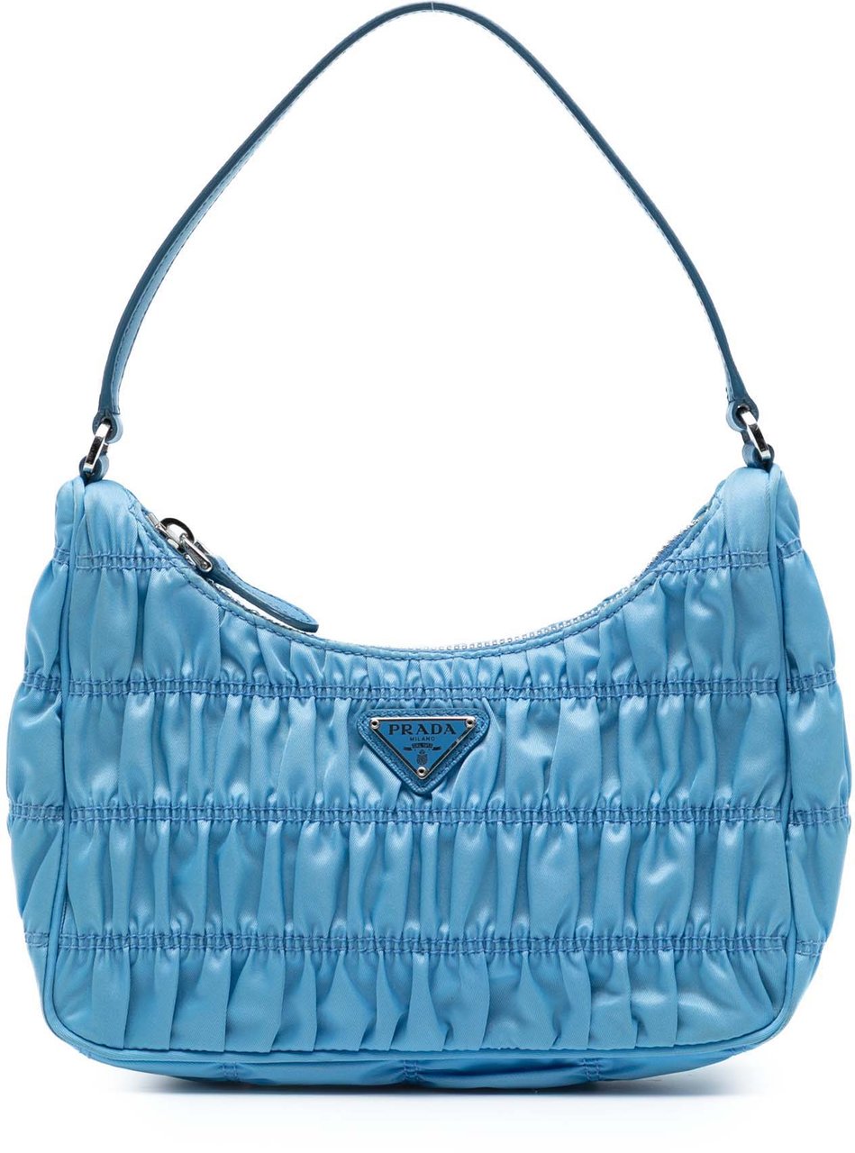 Prada Tessuto Gaufre Re Edition Shoulder Bag Blauw