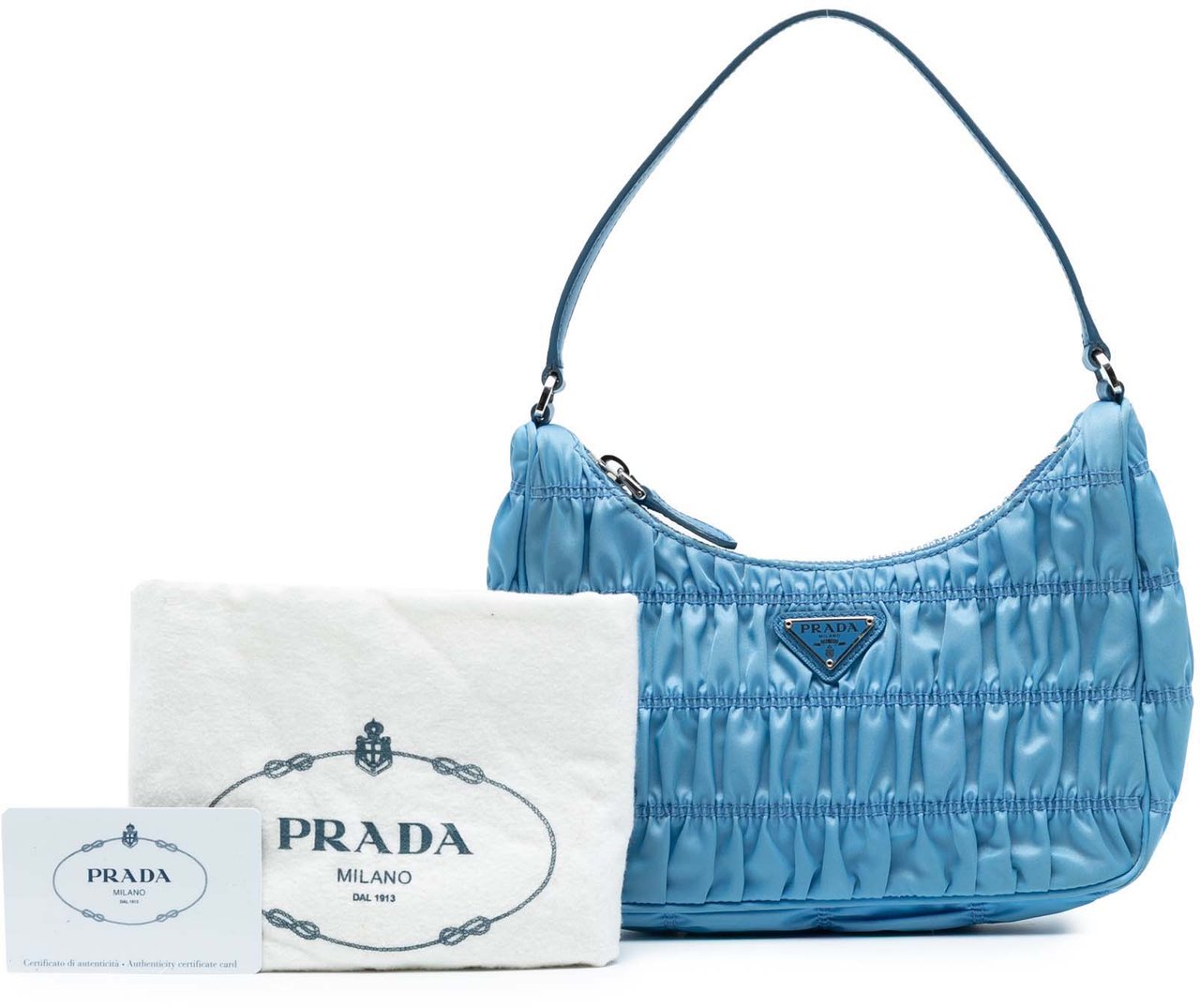 Prada Tessuto Gaufre Re Edition Shoulder Bag Blauw
