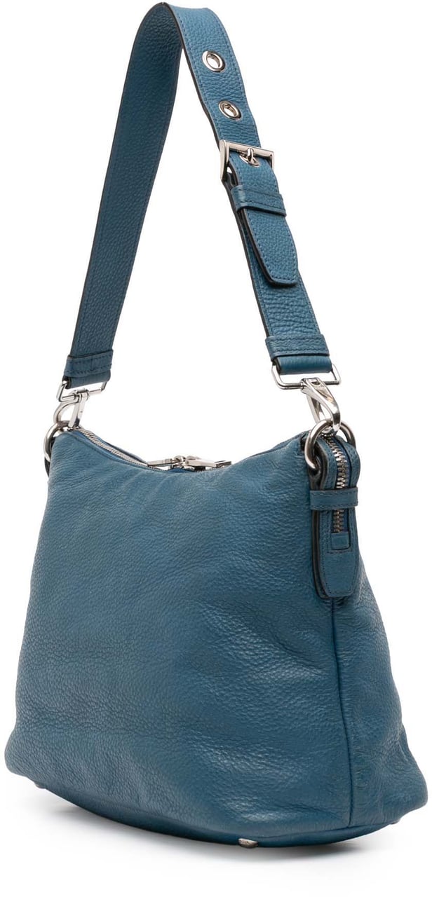 Prada Vitello Daino Shoulder Bag Blauw