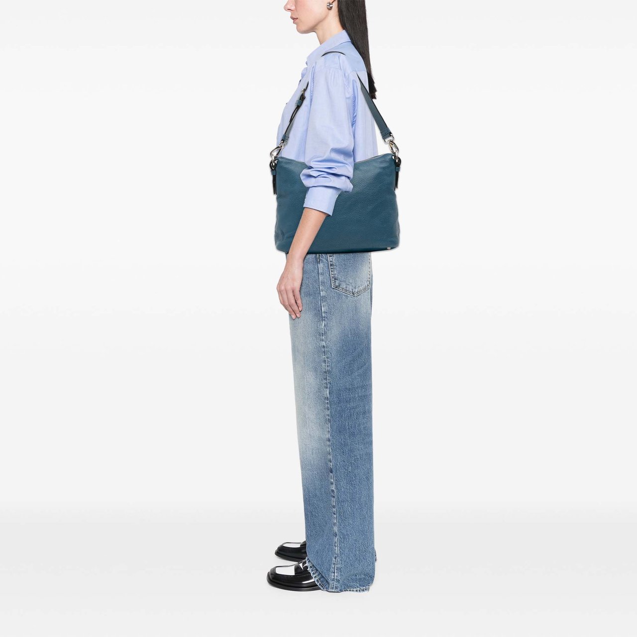 Prada Vitello Daino Shoulder Bag Blauw