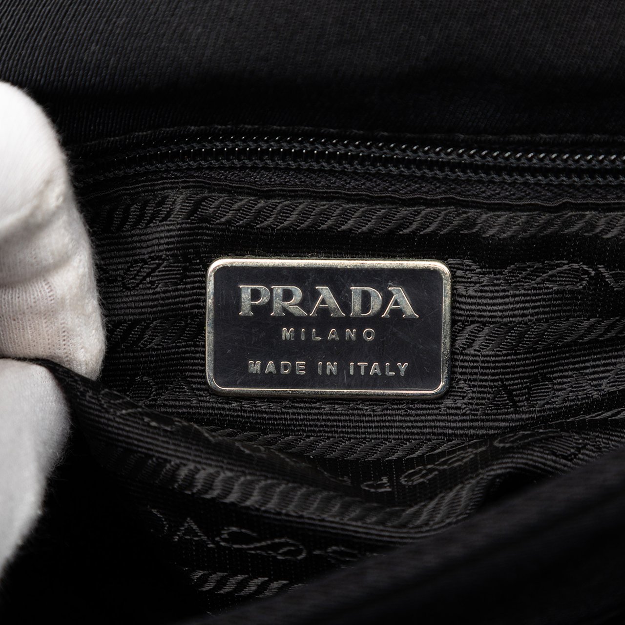 Prada Canvas Lucite Chain Shoulder Bag Zwart